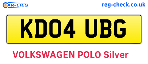 KD04UBG are the vehicle registration plates.