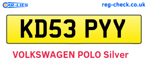 KD53PYY are the vehicle registration plates.