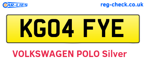 KG04FYE are the vehicle registration plates.
