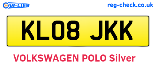 KL08JKK are the vehicle registration plates.