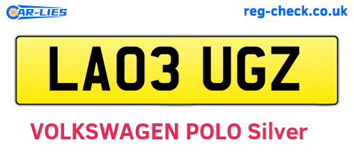 LA03UGZ are the vehicle registration plates.