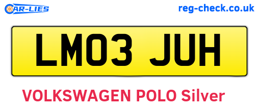 LM03JUH are the vehicle registration plates.