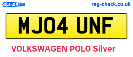 MJ04UNF are the vehicle registration plates.