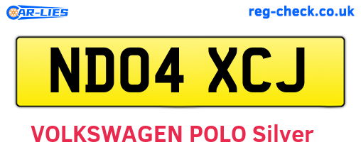 ND04XCJ are the vehicle registration plates.