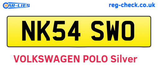 NK54SWO are the vehicle registration plates.