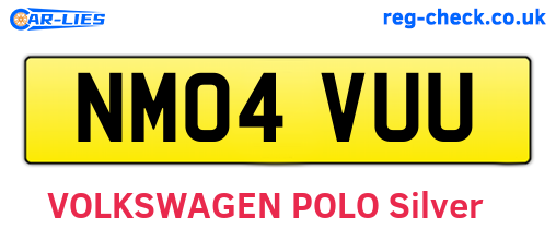 NM04VUU are the vehicle registration plates.