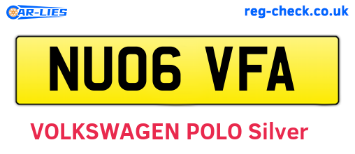 NU06VFA are the vehicle registration plates.