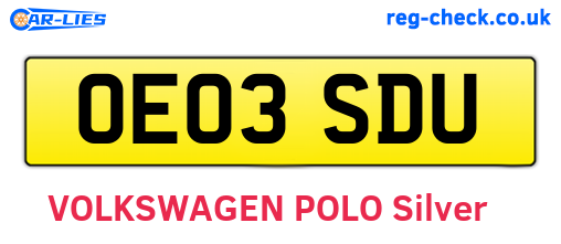 OE03SDU are the vehicle registration plates.