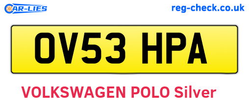 OV53HPA are the vehicle registration plates.