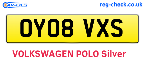 OY08VXS are the vehicle registration plates.