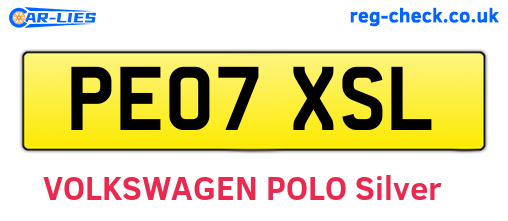 PE07XSL are the vehicle registration plates.