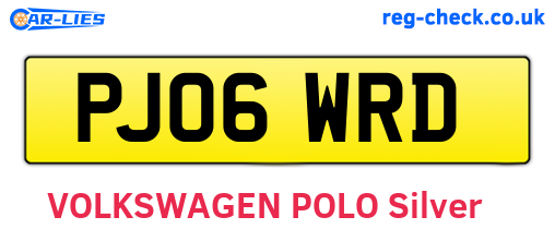 PJ06WRD are the vehicle registration plates.