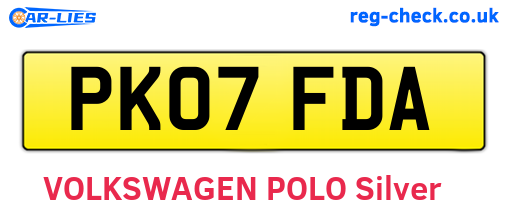 PK07FDA are the vehicle registration plates.