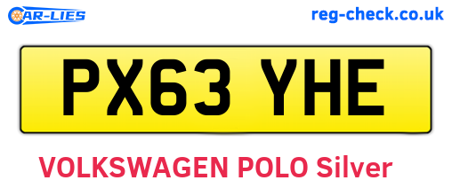 PX63YHE are the vehicle registration plates.