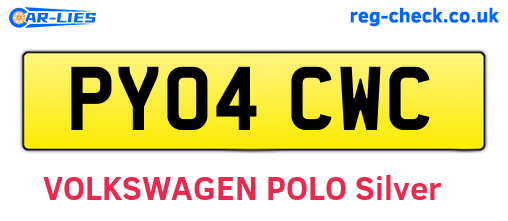 PY04CWC are the vehicle registration plates.