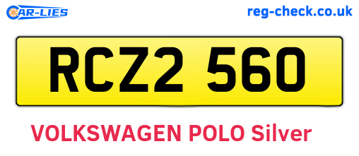 RCZ2560 are the vehicle registration plates.