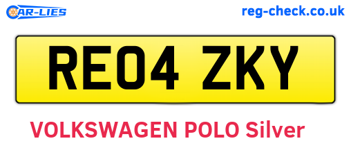 RE04ZKY are the vehicle registration plates.