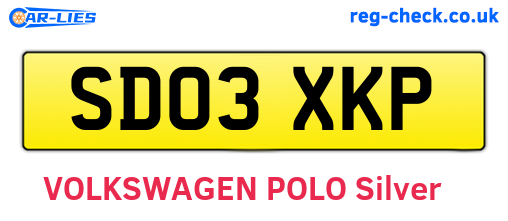 SD03XKP are the vehicle registration plates.