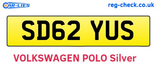 SD62YUS are the vehicle registration plates.