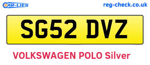 SG52DVZ are the vehicle registration plates.