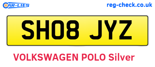 SH08JYZ are the vehicle registration plates.