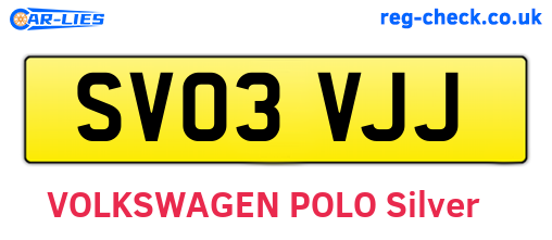 SV03VJJ are the vehicle registration plates.