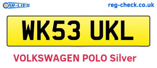 WK53UKL are the vehicle registration plates.