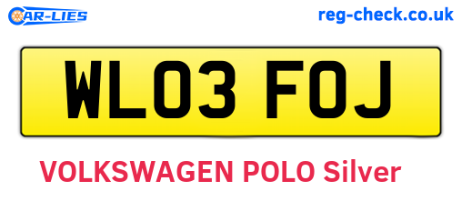 WL03FOJ are the vehicle registration plates.
