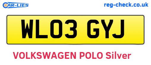 WL03GYJ are the vehicle registration plates.