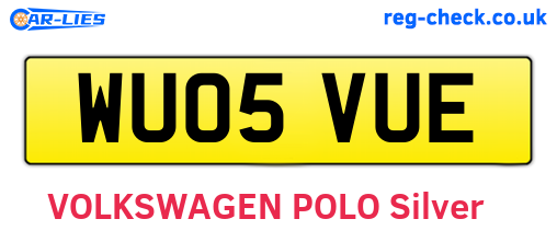 WU05VUE are the vehicle registration plates.