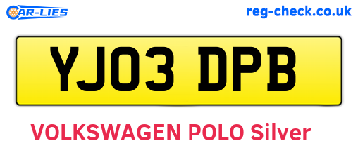YJ03DPB are the vehicle registration plates.