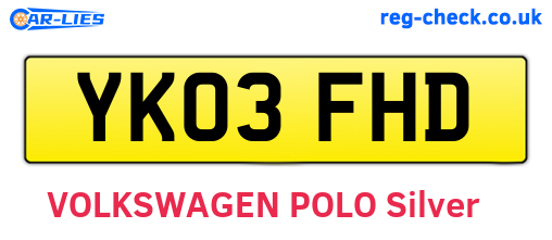 YK03FHD are the vehicle registration plates.