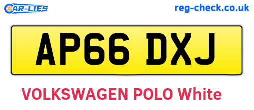 AP66DXJ are the vehicle registration plates.