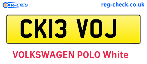 CK13VOJ are the vehicle registration plates.