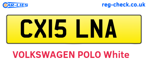 CX15LNA are the vehicle registration plates.