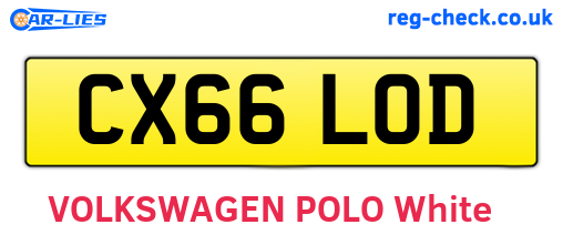 CX66LOD are the vehicle registration plates.