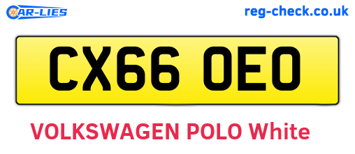 CX66OEO are the vehicle registration plates.