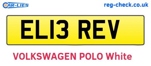 EL13REV are the vehicle registration plates.