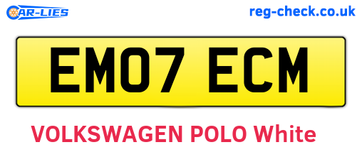 EM07ECM are the vehicle registration plates.