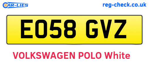 EO58GVZ are the vehicle registration plates.