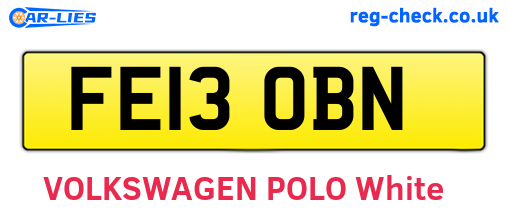 FE13OBN are the vehicle registration plates.