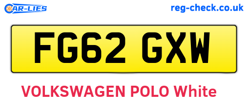 FG62GXW are the vehicle registration plates.