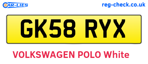 GK58RYX are the vehicle registration plates.