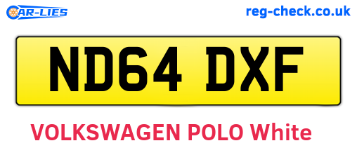 ND64DXF are the vehicle registration plates.
