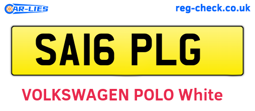 SA16PLG are the vehicle registration plates.