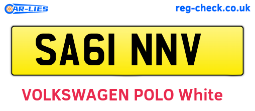 SA61NNV are the vehicle registration plates.