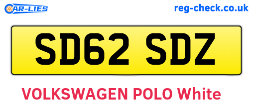 SD62SDZ are the vehicle registration plates.