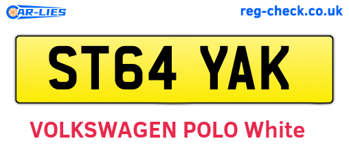 ST64YAK are the vehicle registration plates.