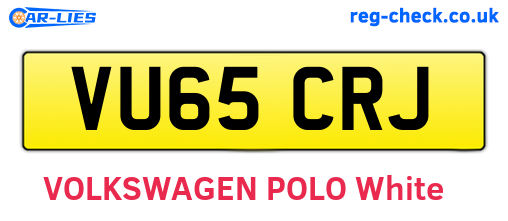 VU65CRJ are the vehicle registration plates.