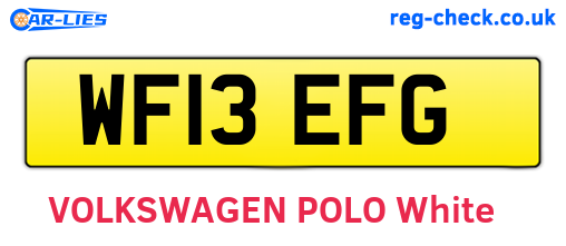 WF13EFG are the vehicle registration plates.